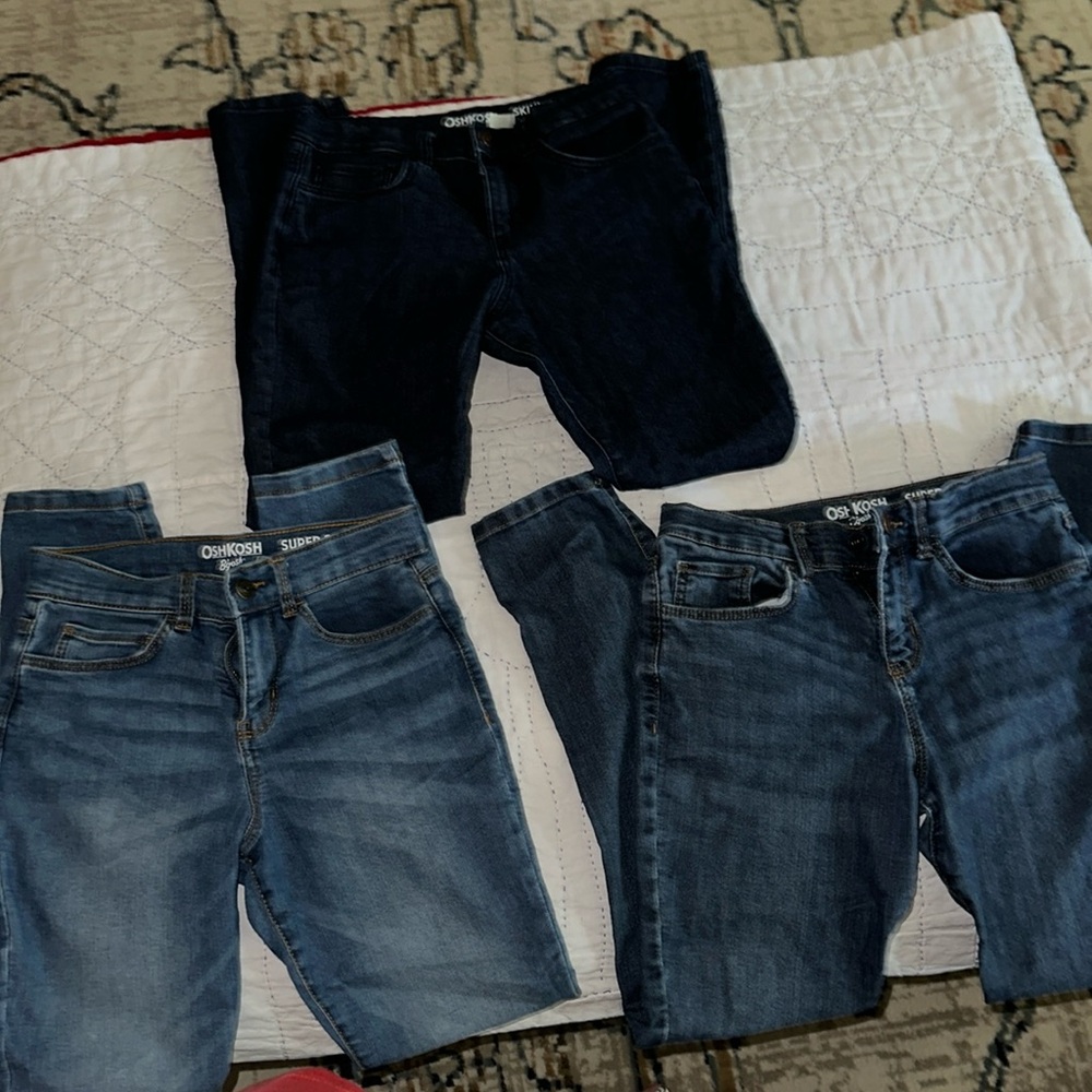 3 pairs Girls stretchy skinny Osh Kosh jeans size 10 gently used